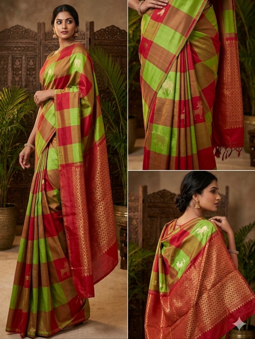Women Pure Silk Designer Kanjivaram Saree Handloom Party Festive Wedding